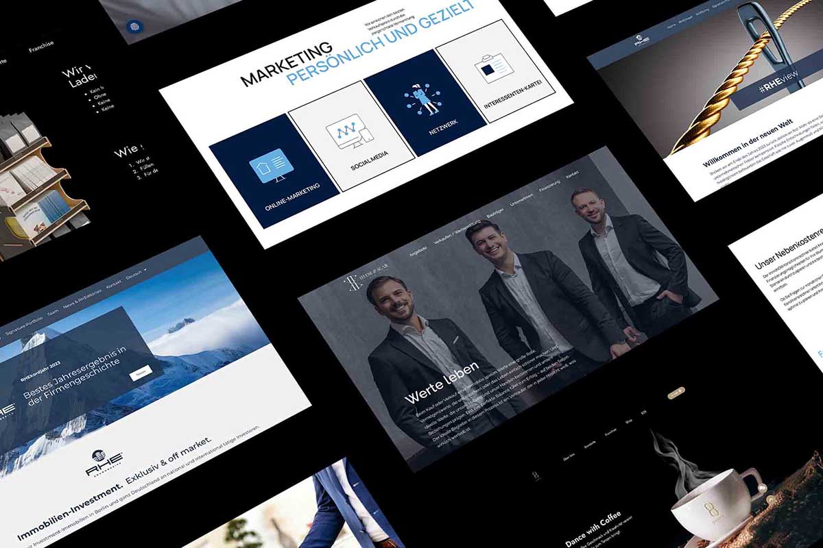 Übersicht moderner Immobilien-Websites mit Fokus auf digitales Immobilienmarketing Berlin
